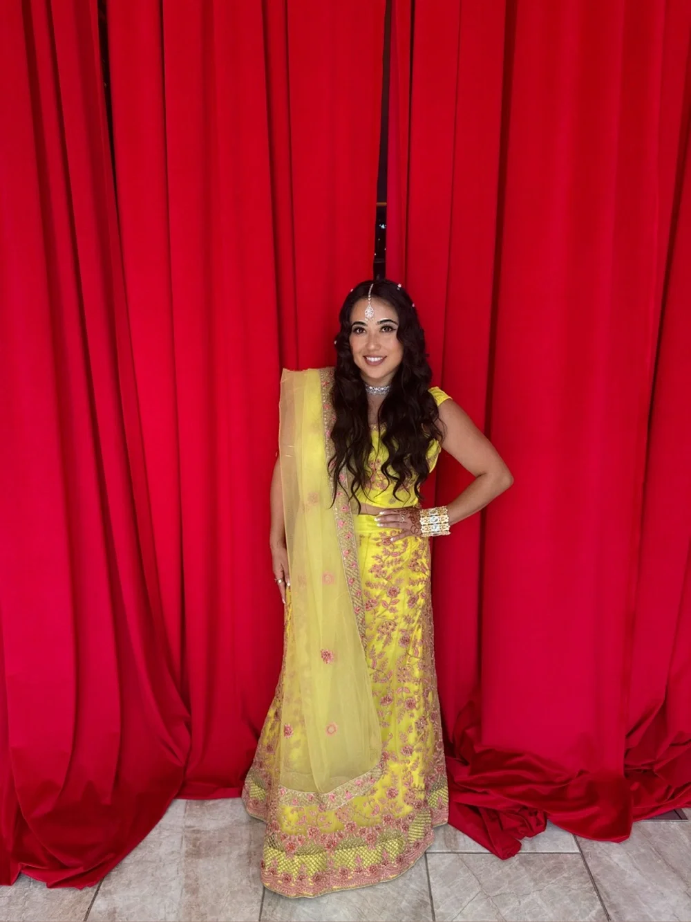 Yellow Embroidered Women's Skirt with Lehenga